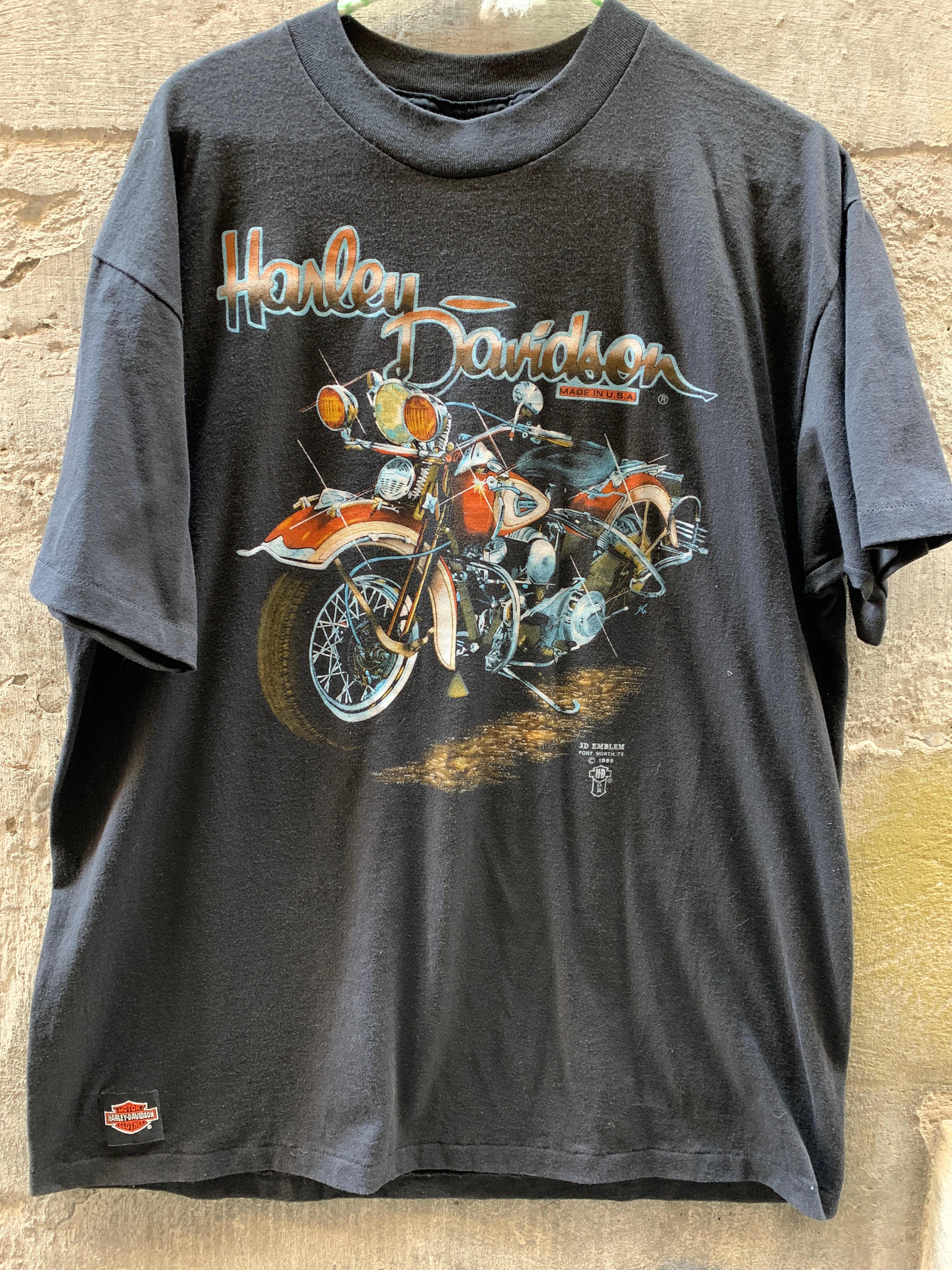 (RR429) 1989 3D Emblem Harley T-Shirt*
