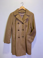 (RR3468) Long Leather Coat in Tan