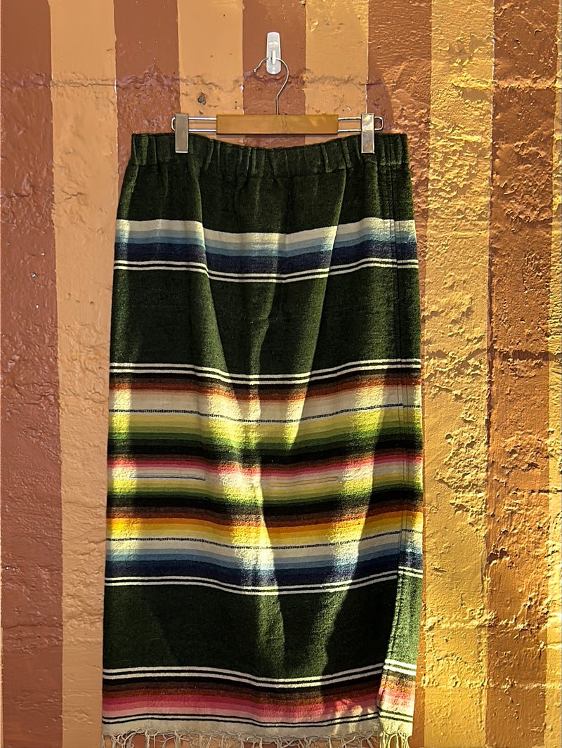 (RR2451) Reworked Striped Blanket Midi Skirt