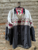 (RR3208) Vintage Two Tone Pearl Snap Western Button Down Shirt