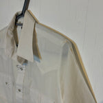 (RR2749) Vintage Karman White Short Sleeve Western Pearl Snap Button Down Shirt