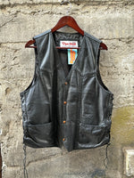 (RR2900) Open Road Black Leather Lace Up Moto Vest