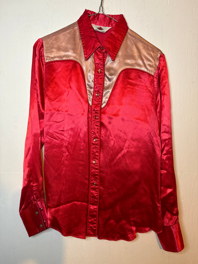 (RR3172) 70s Satin Red & Pink Western Shirts