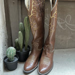 (RR3053) Tall Dark Brown 60's Cowboy Boot