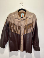 (RR3422) Full Leather Fringe Snap Shirt