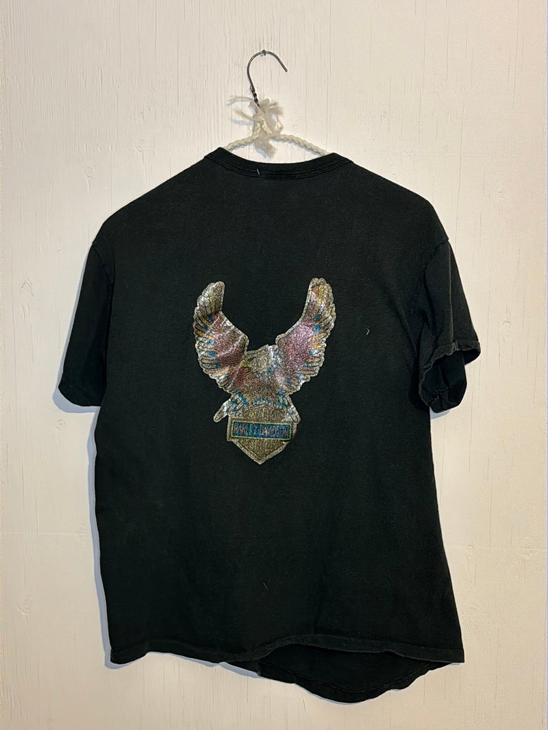 (RR2871) Vintage Single Stitch Harley Davidson Glitter Graphic T-Shirt*