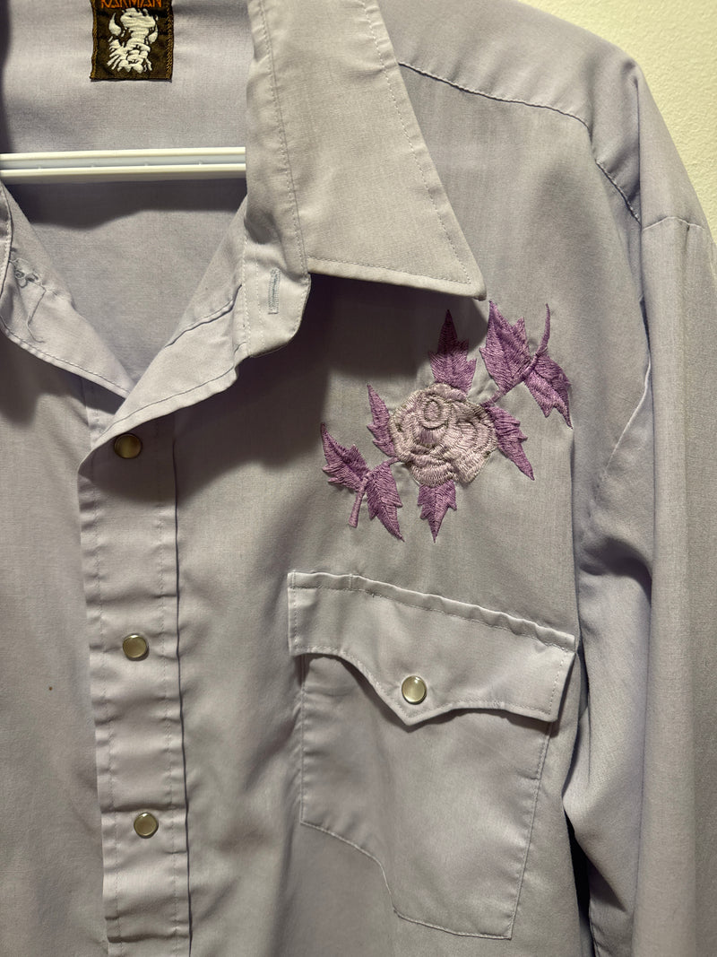 (RR3443) Lilac Western Embroidered Pearl Snap&nbsp;