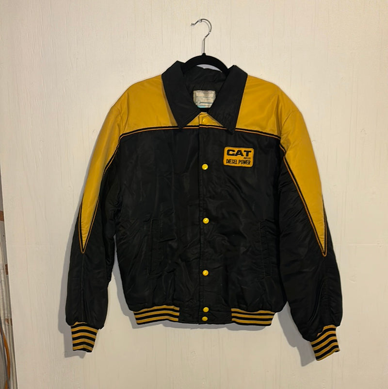 (RR2769) Vintage CAT Logo Black and Yellow Windbreaker Jacket