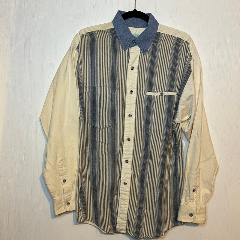 (RR2929) Vintage Multi-Textile Western Button Down Shirt