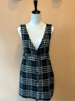 (RR1068) Molly Bracken Black Plaid Knit Dress
