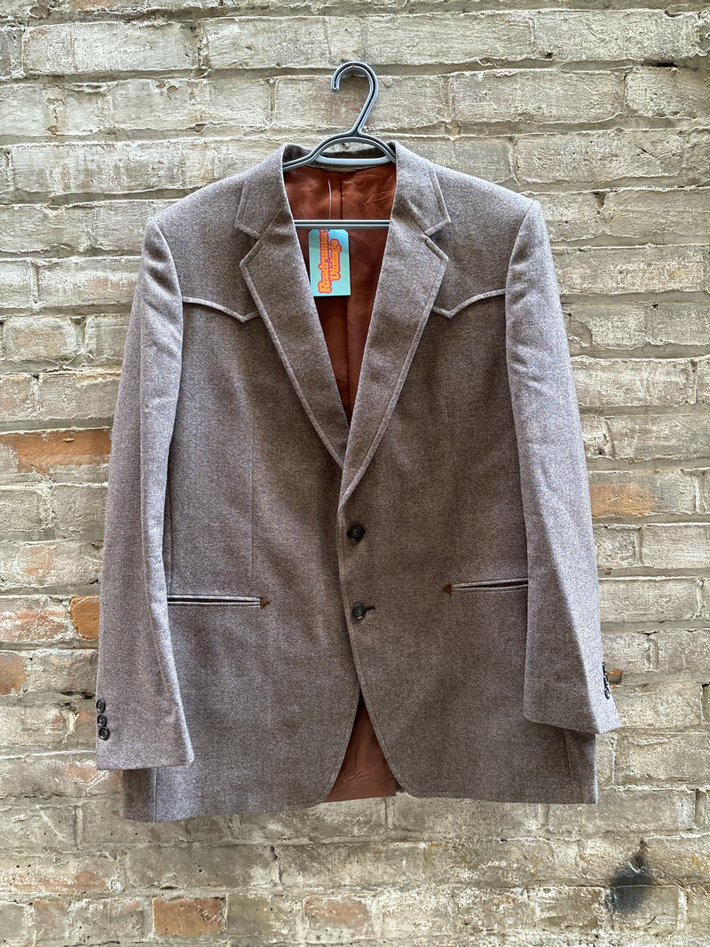 (RR3117) Vintage Brown Wool Western Blazer