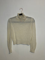 (RR2941) Vintage Cream Knit Mock Neck Sweater