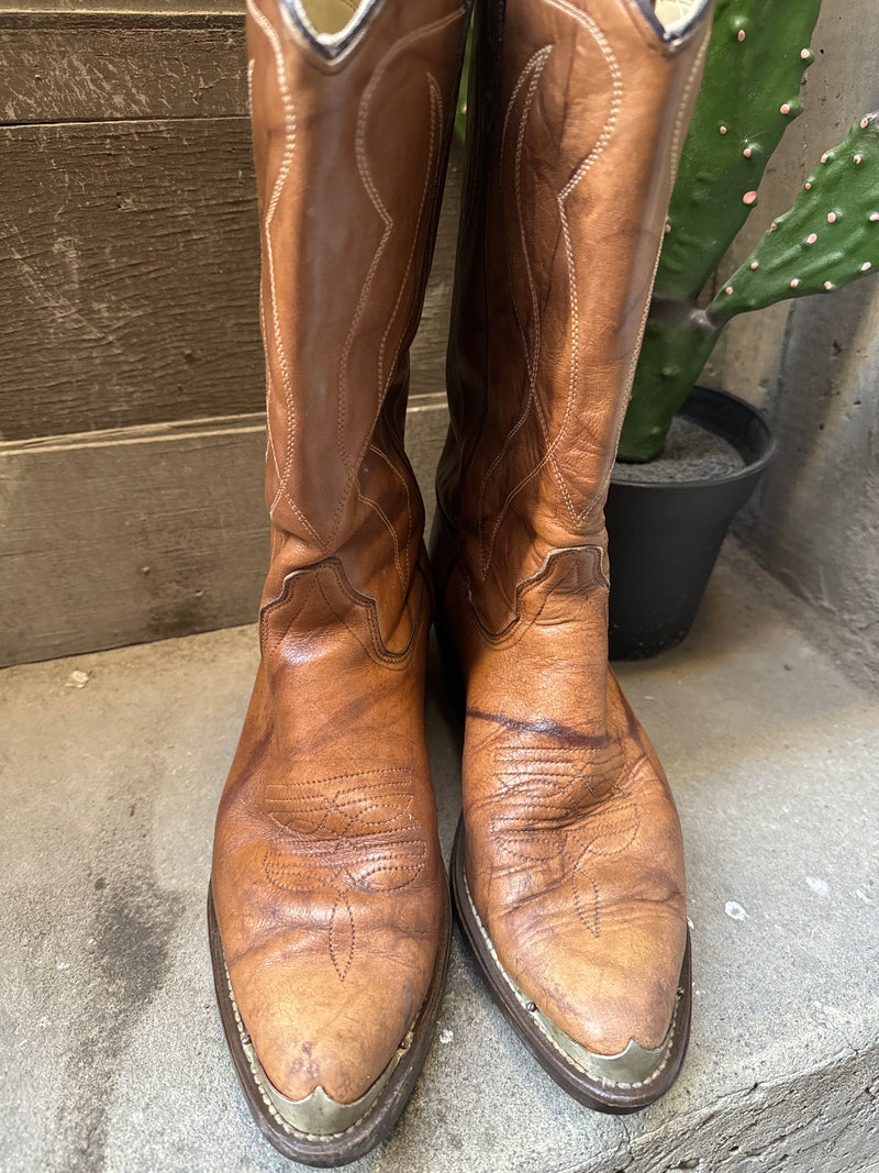 (RR3461) Brown Cap Toe Cowboy Boot