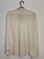 (RR3272)Vintage Sheer Cream Button Down Blouse