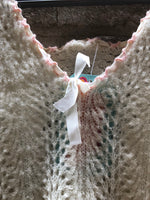 (RR2315) Vintage Cream Cropped Crochet Short Sleeve