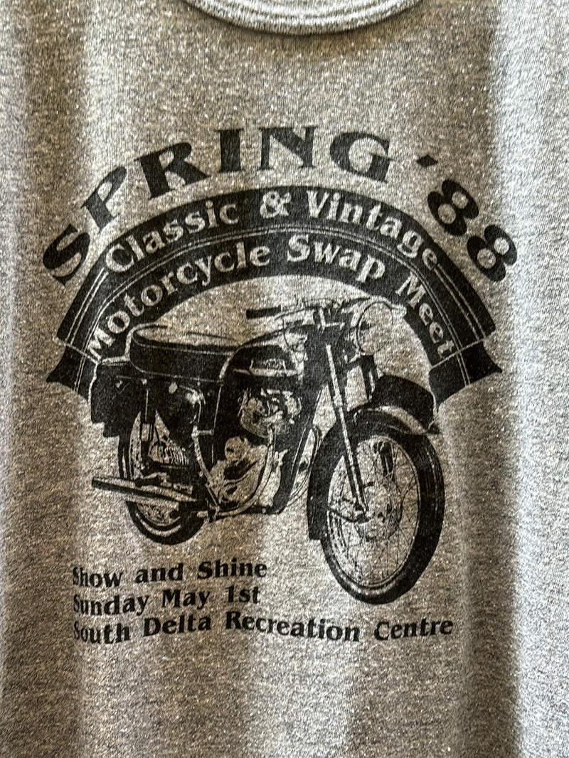 (RR2966) Vintage “Spring ‘88 Motorcycle Swap Meet” Graphic Moto T-Shirt