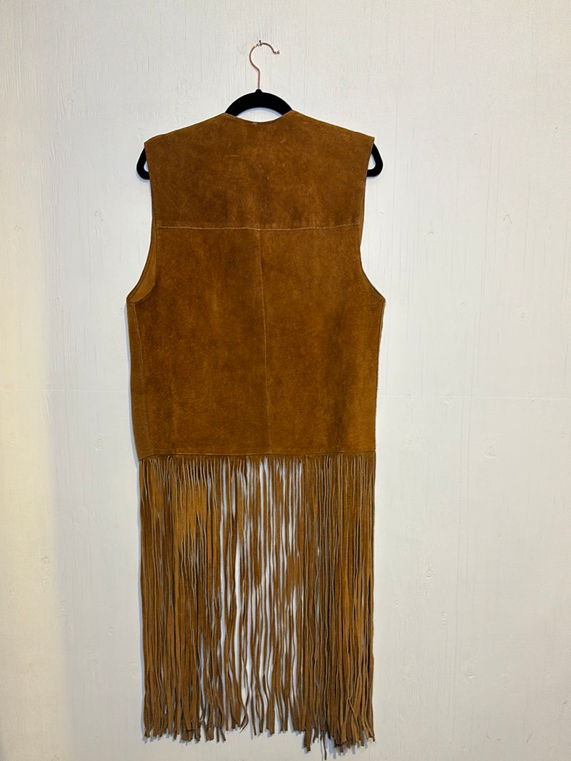 (RR2944) Vintage Suede Fringe Vest