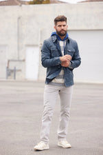 (RR1499) Mauritius Brand Men's Wake Leather Jacket- denim blue