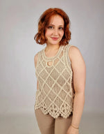 (RR1805) Molly Bracken Ladies Light Beige Knitted Top