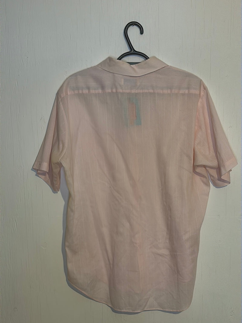 (RR2814) Vintage Baby Pink Short Sleeve Button Down Shirt