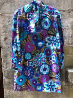 (RR2260) Vintage Psychedelic Flower Print Dress