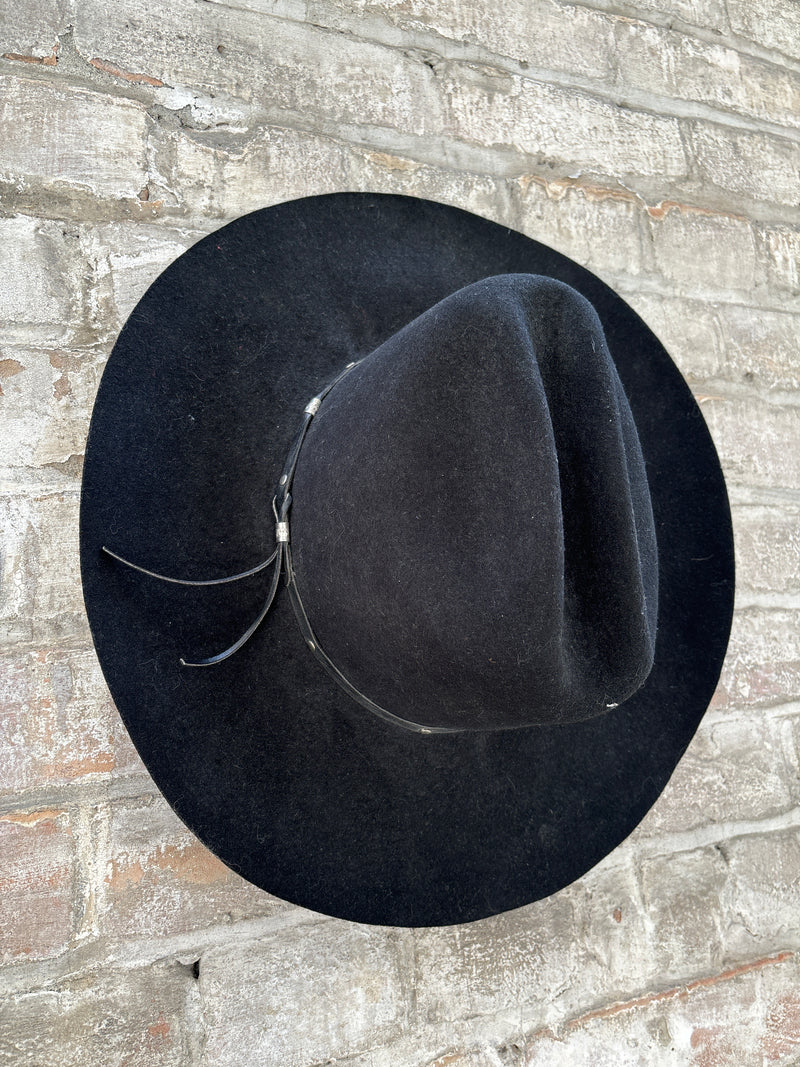 (RR3103) Black Felt Leather and Silver Band Cowboy Hat