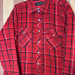 (RR2676) Vintage Bar-M Rancher Black&Red Plaid Quilted Lined Snap Down Flannel Shirt