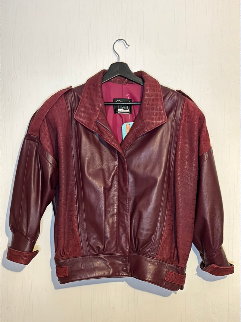 (RR2809) Vintage Maroon Leather Bomber Jacket