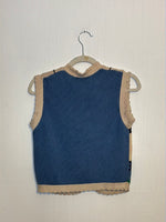 (RR2877) Vintage Patchwork Embroidered Knit Button Down Vest