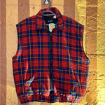 (RR2456) ’Olmos’ Red+Blue Plaid Puffer Zip Down Vest