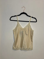 (RR3047) Vintage Cream Satin Lace Trim Camisole