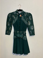 (RR2956) Vintage Pine Green Silver Detail Button Down Western Dress