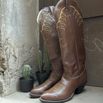 (RR3053) Tall Dark Brown 60's Cowboy Boot