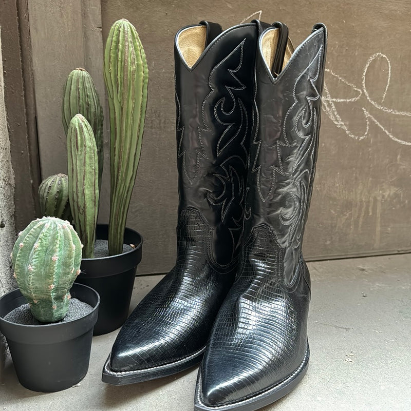 (RR3078) Black Sancho Exotic Cowboy Boot