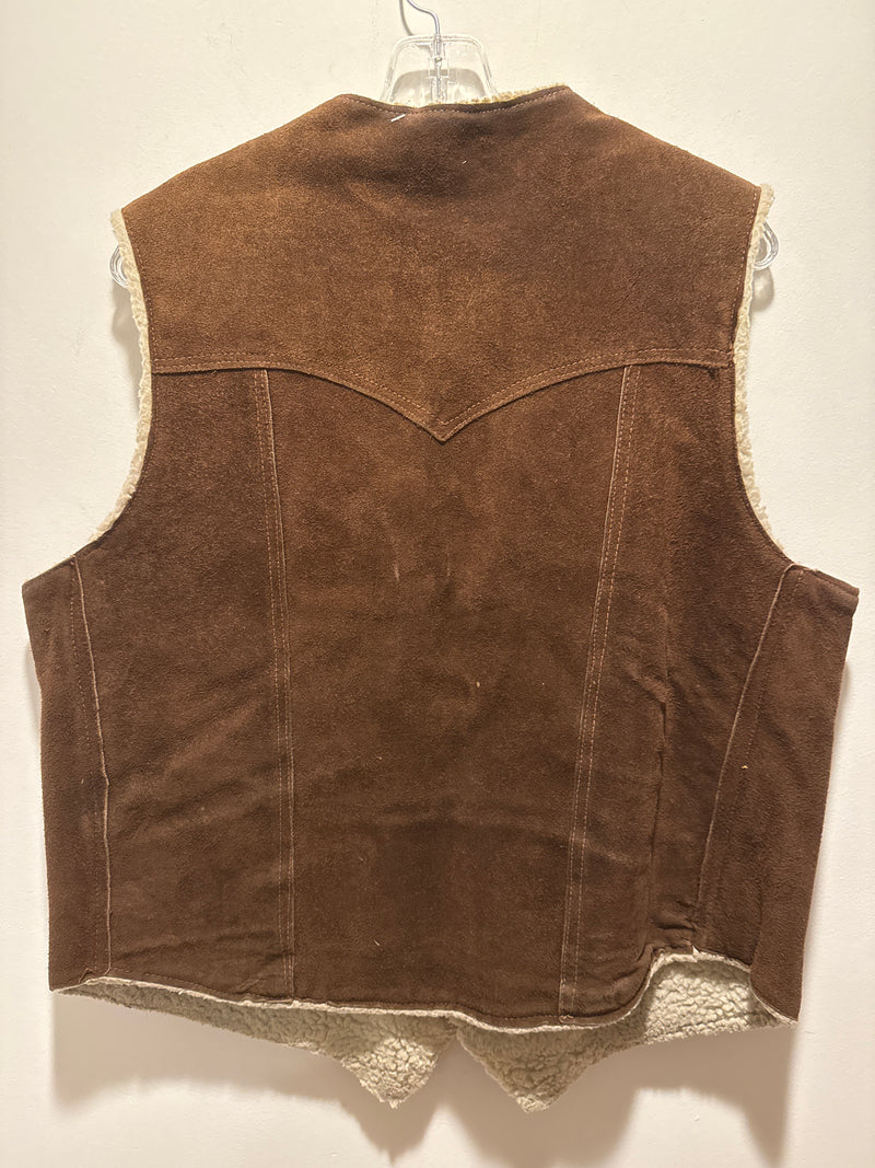 (0125RR3580) Brown Suede Sherpa Lined Vest