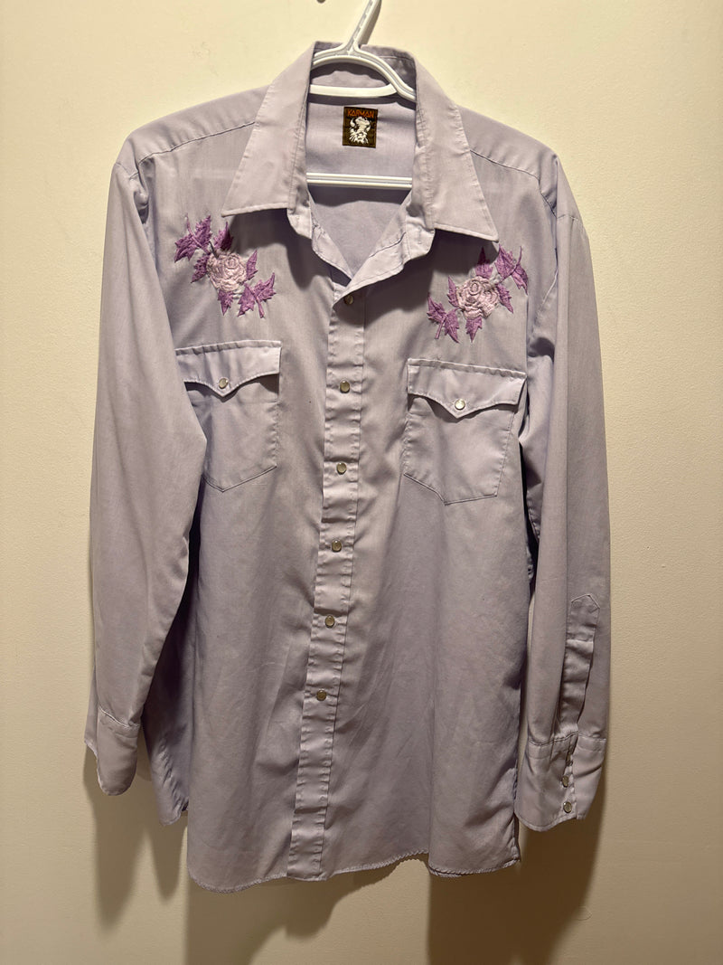 (RR3443) Lilac Western Embroidered Pearl Snap&nbsp;