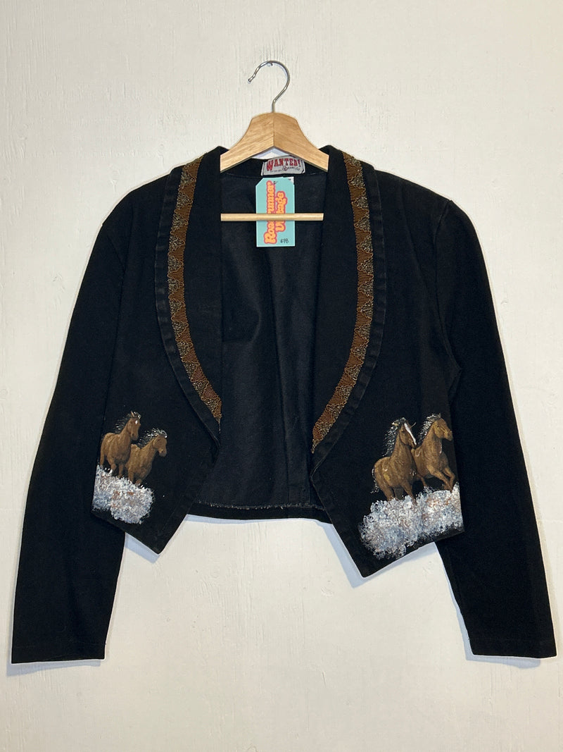 (RR3236)  Hand Painted Horse Cropped Blazer