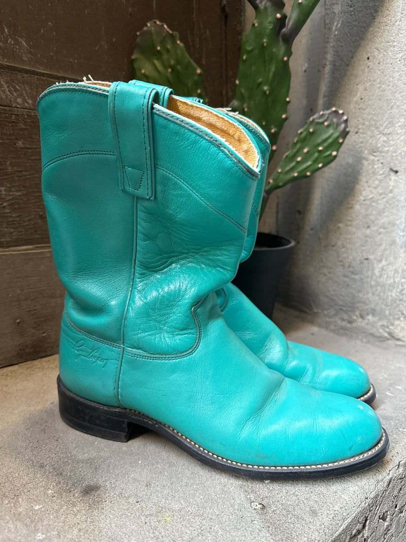 (RR3462) Turquoise Cowboy Boots