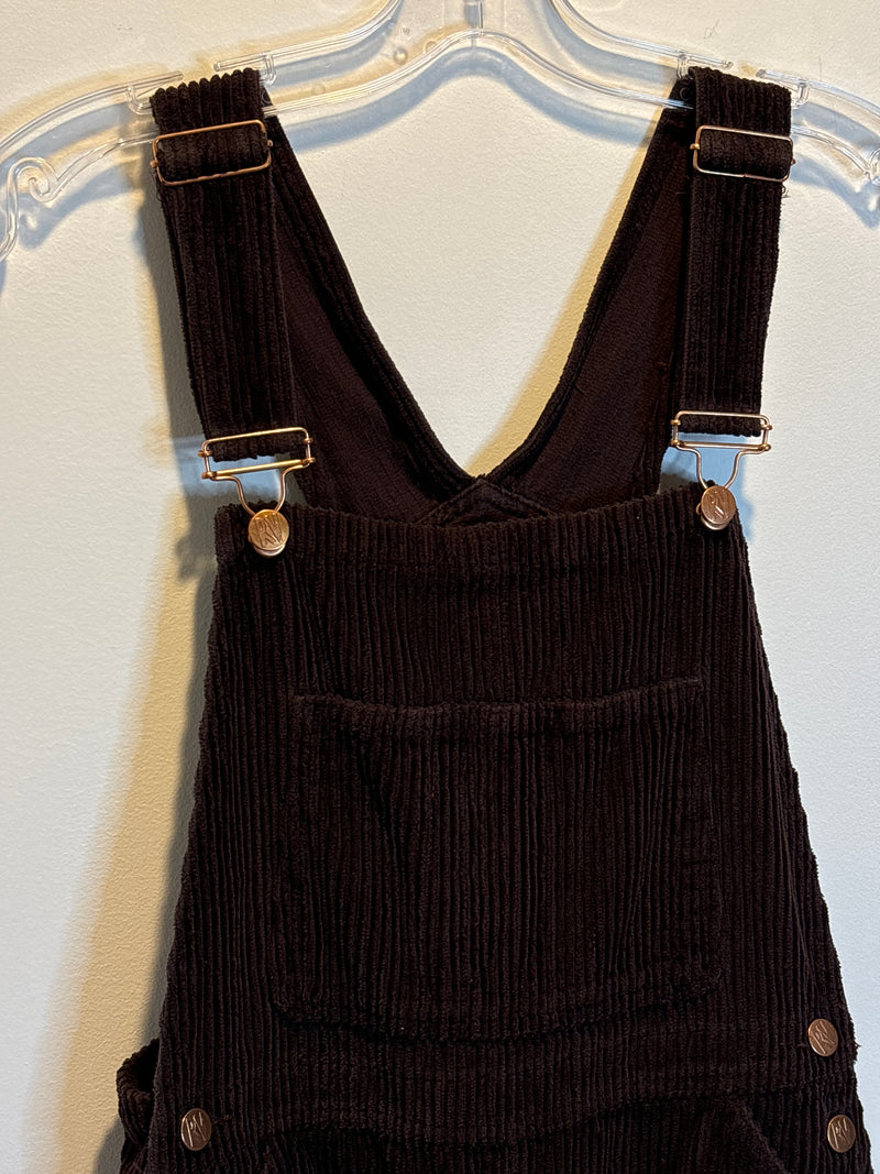 (RR3348) Corduroy Brown Thick Cut Overalls