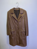 (RR3469) Long Leather Jacket in Brown