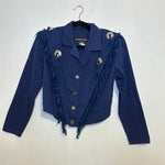 (RR2852) Navy Lilia Smitty Western Fringe Cotton Jacket