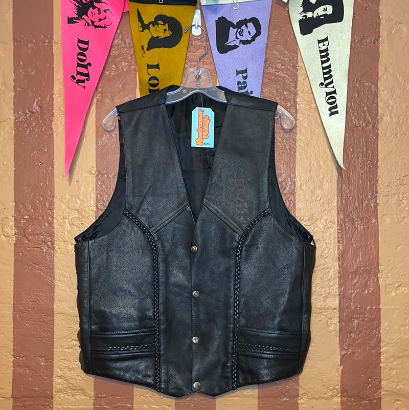 (RR2273) Men’s Cut Black Leather Vest