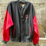 (RR2291) Red & Black Denim Varsity Jacket