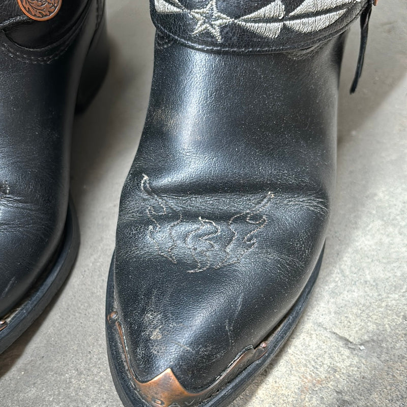 (RR3093) Harley Davidson Leather and Brass Detail Cowboy Boots