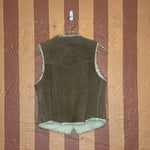 (RR2678) Vintage Genuine Sheepskin Snap Down Vest