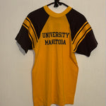 (RR2772)Vintage Yellow and Brown “University of Manitoba” Varsity T-Shirt