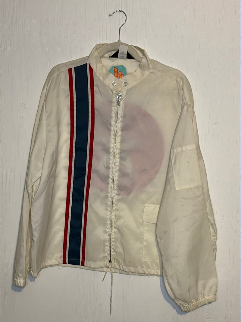 (RR2888) Vintage White El Bekal Graphic Windbreaker Jacket