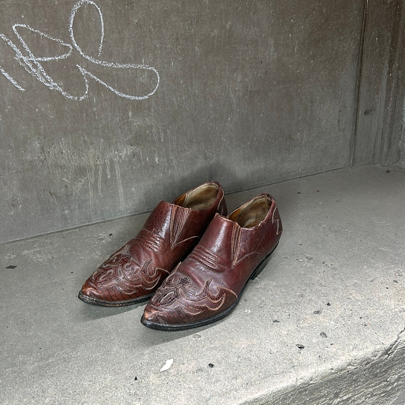 (RR2506) ’Hunt Club’ Genuine Leather Western Shoe with Lizard Skin Details