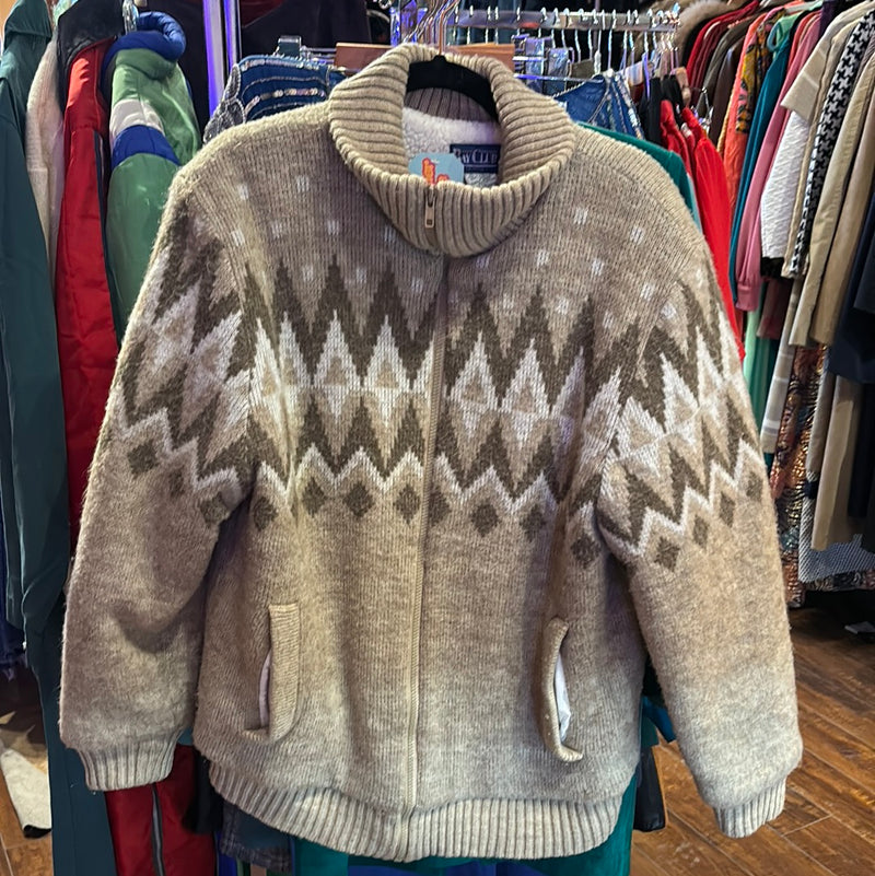 (RR2610) Vintage Bay Club Wool Knit Zip Up Sweater