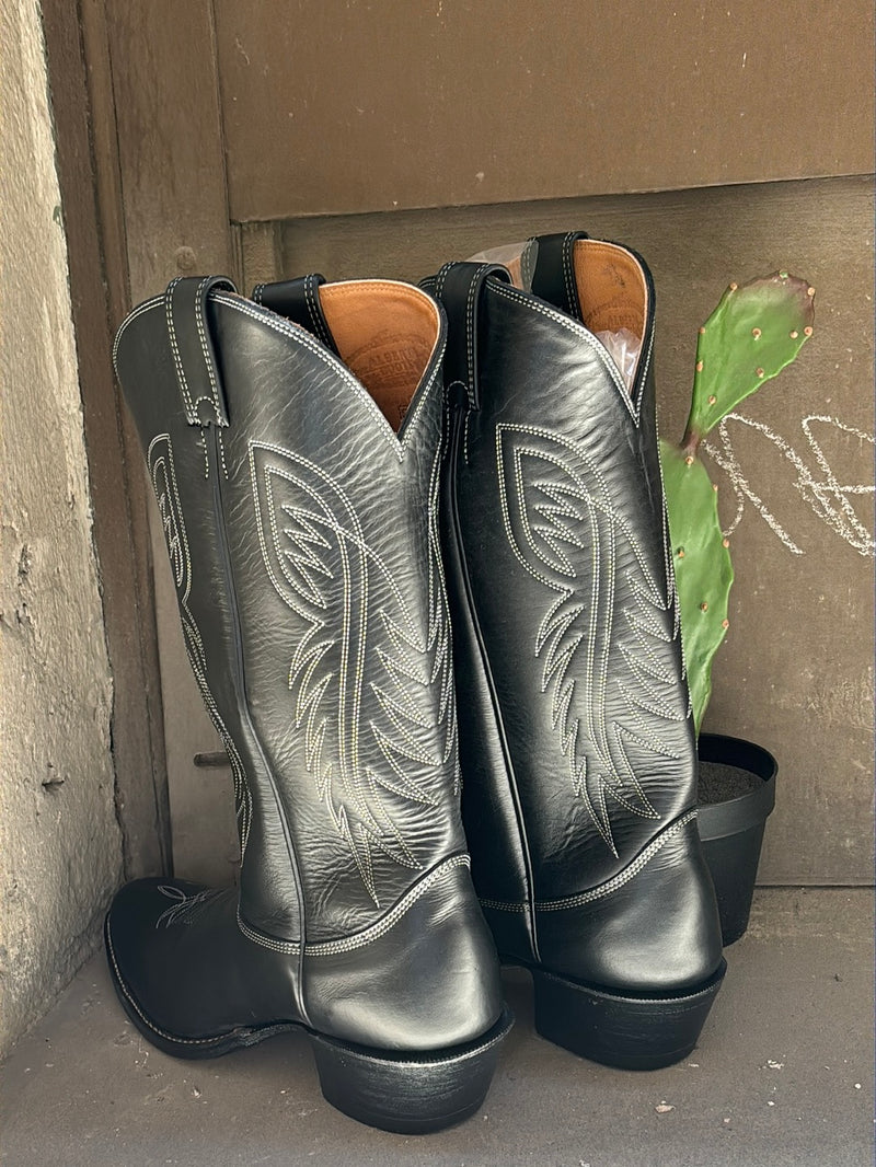(RR2895) Black Leather Cowboy Boots